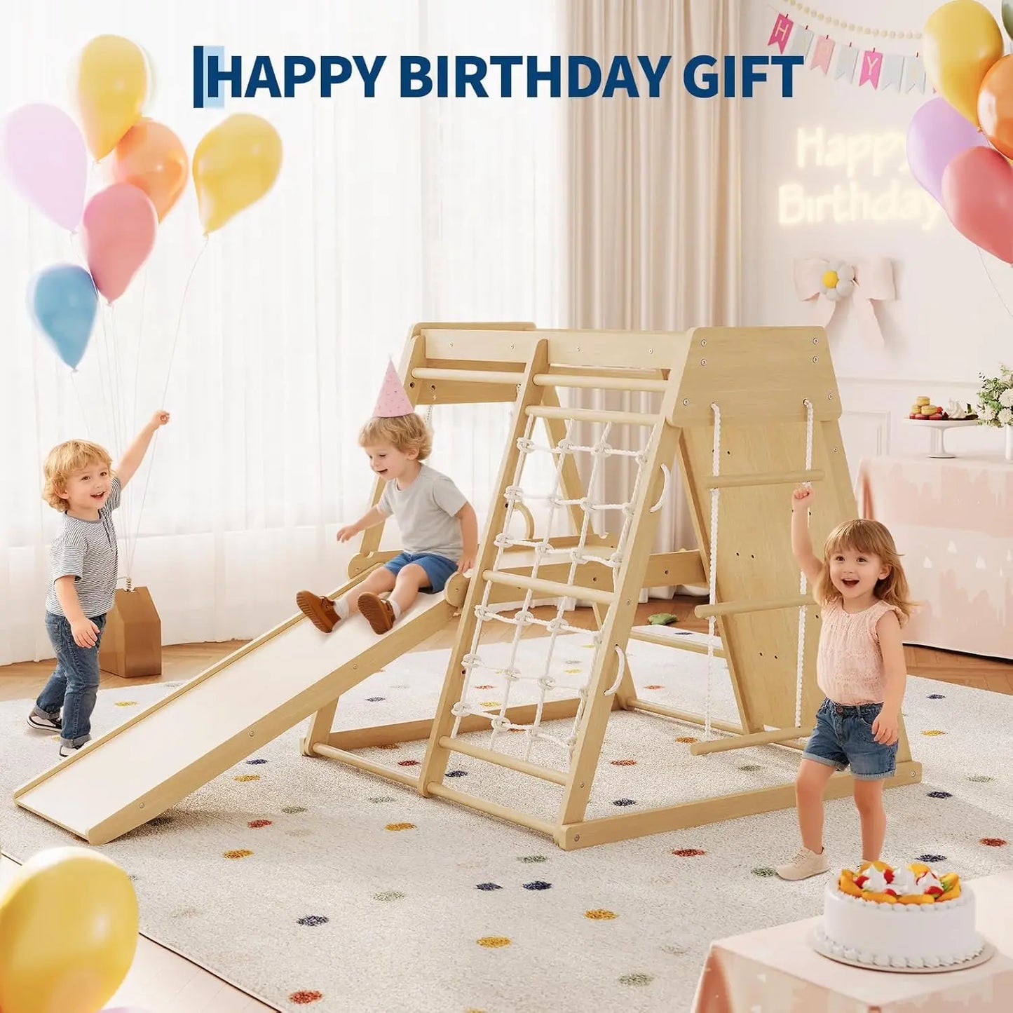 Twister Wooden 6IN1 Kids Indoor Jungle Gym Climber Playset