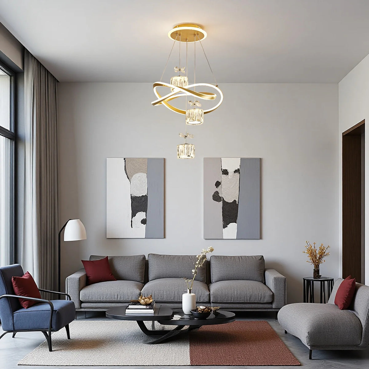 LED Pendant Light With Crystal Lampshade And Backlit Base
