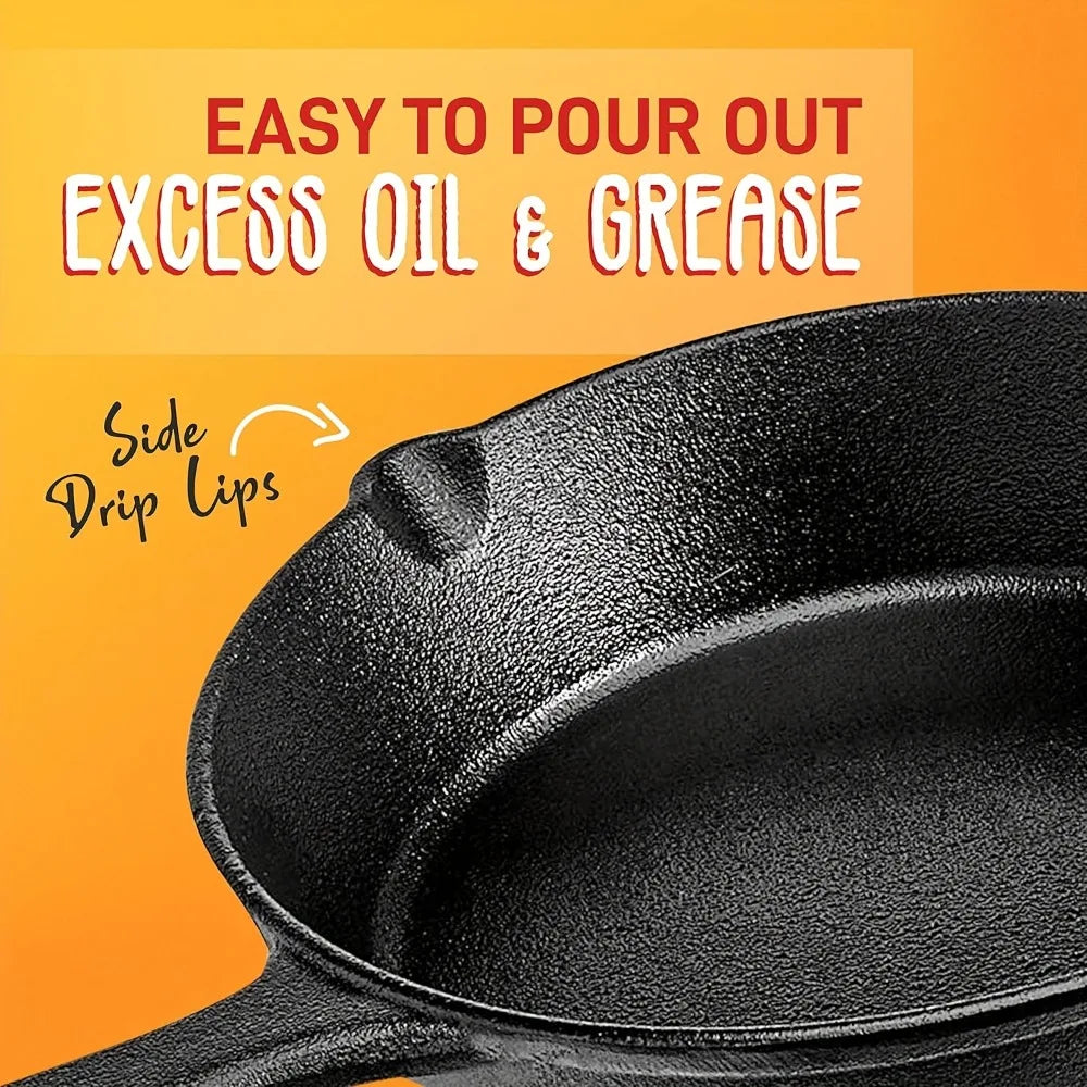AEDG Preseasoned Cast Iron Skillet Cookware Set For Home
