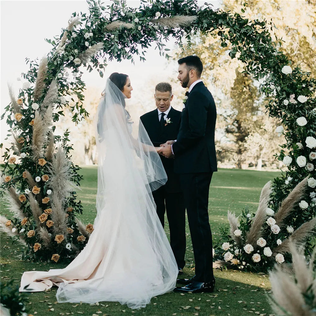 Round Metal Wedding Arch Backdrop Flower Garland Party Frame