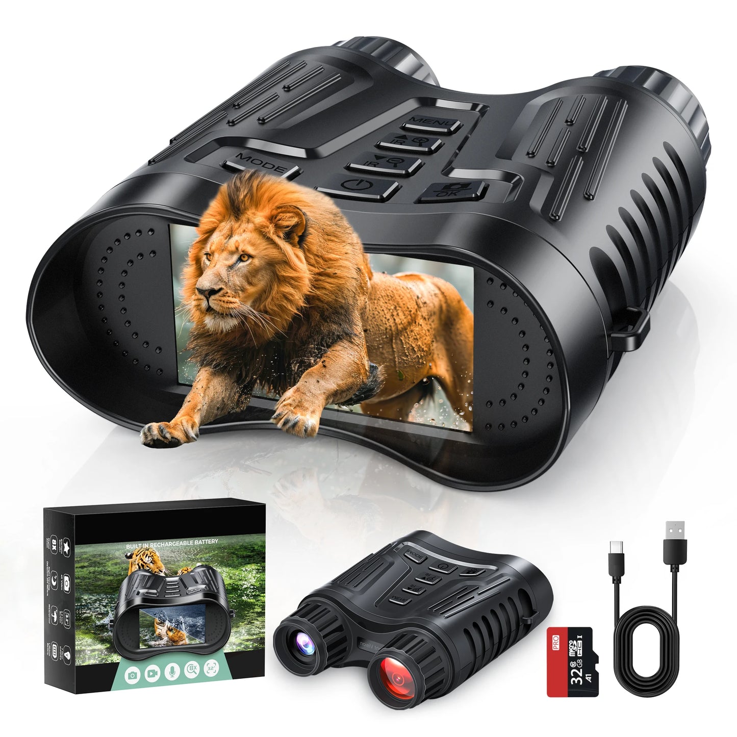 Letcmoi 4K Night Vision Telescope 8X Zoom Rechargeable Camera