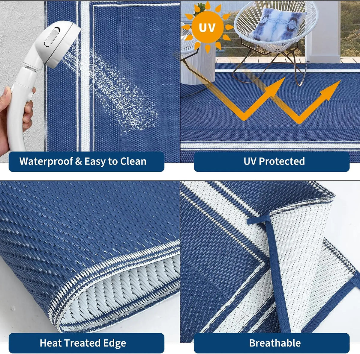 Garvee Soft Waterproof Non Slip Polyester Outdoor Area Rug