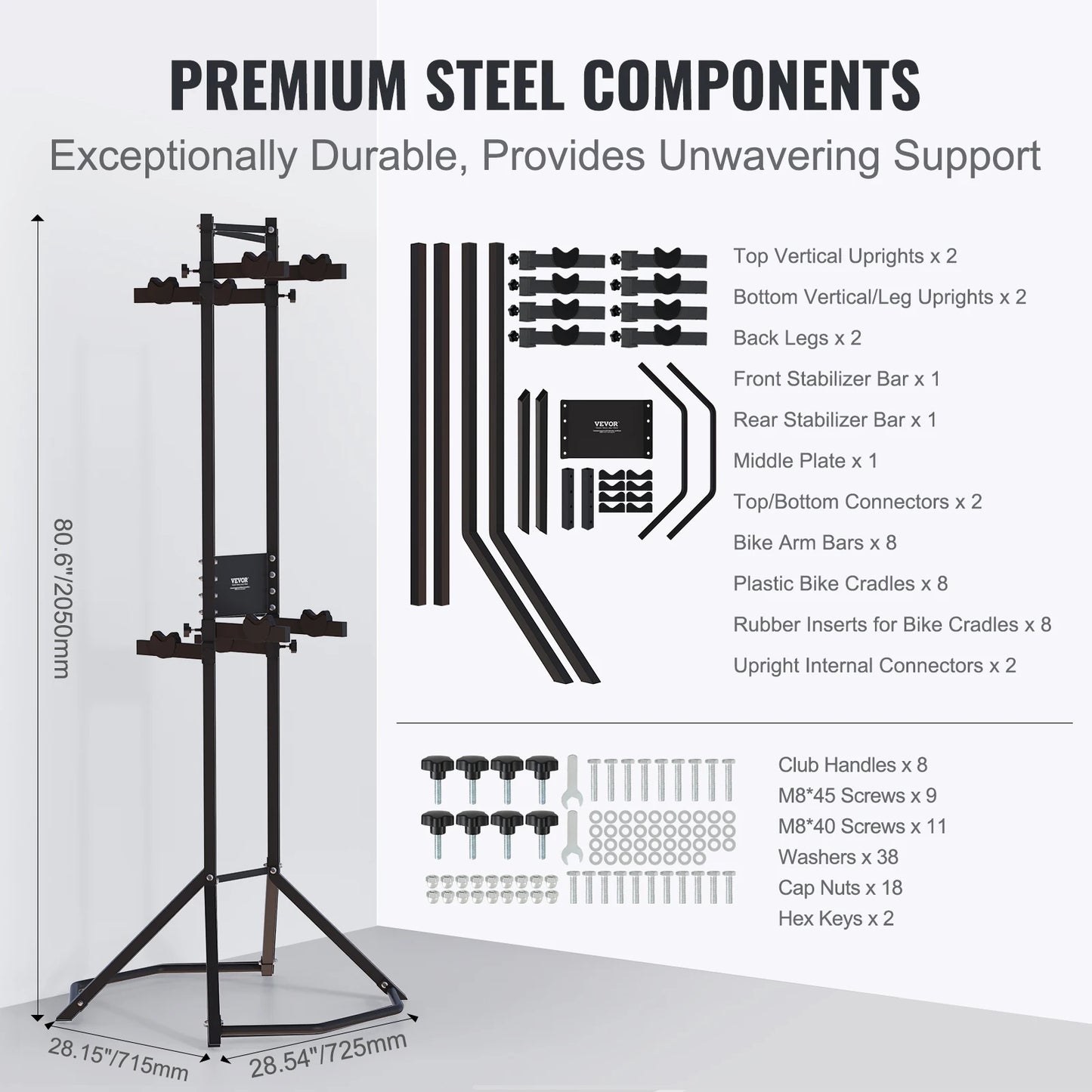 VEVOR Steel Adjustable Vertical Bike Storage Rack For Garage
