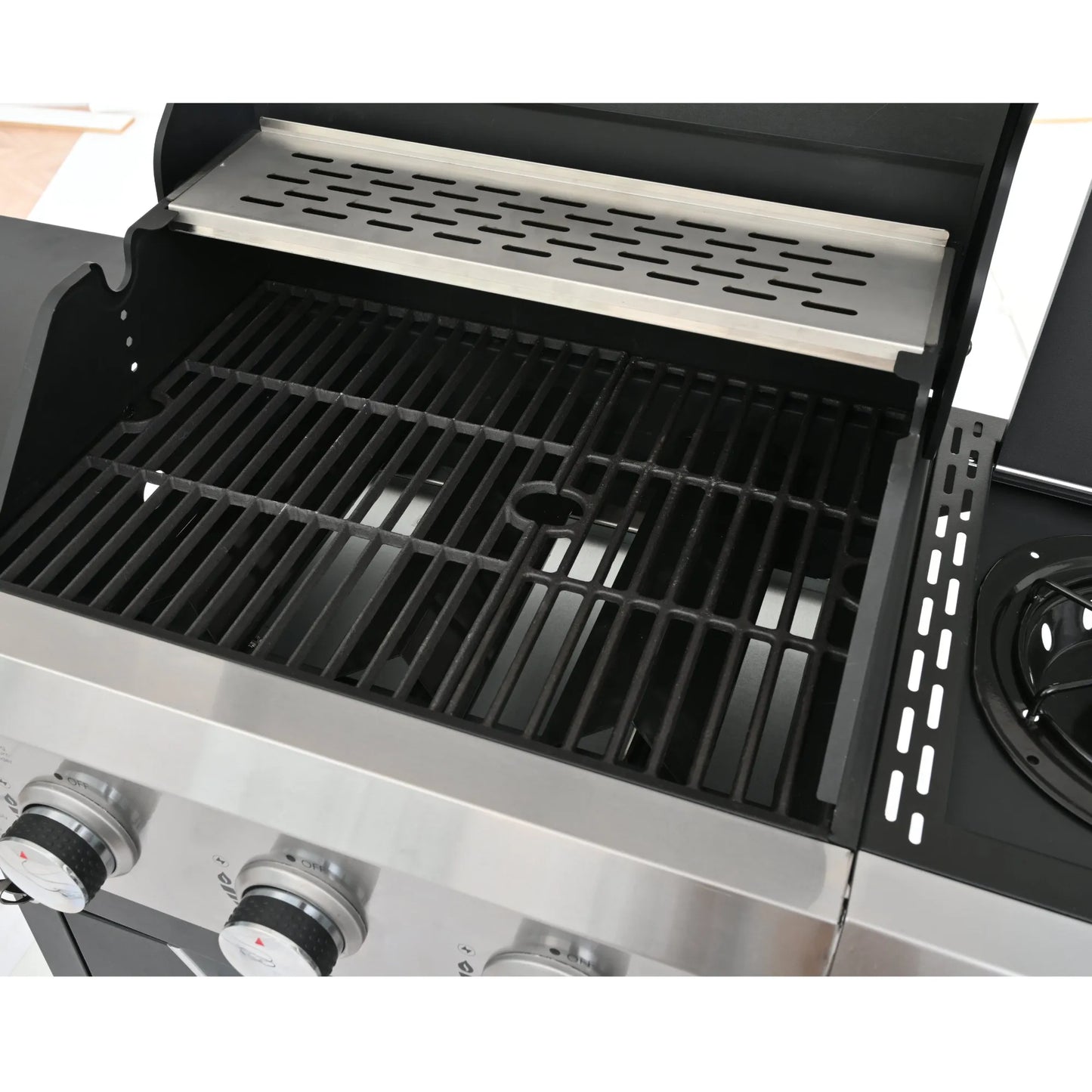 Stainless Steel Propane Grill 3 Burner Gas Grill with Side Burner for Outdoor BBQ Camping