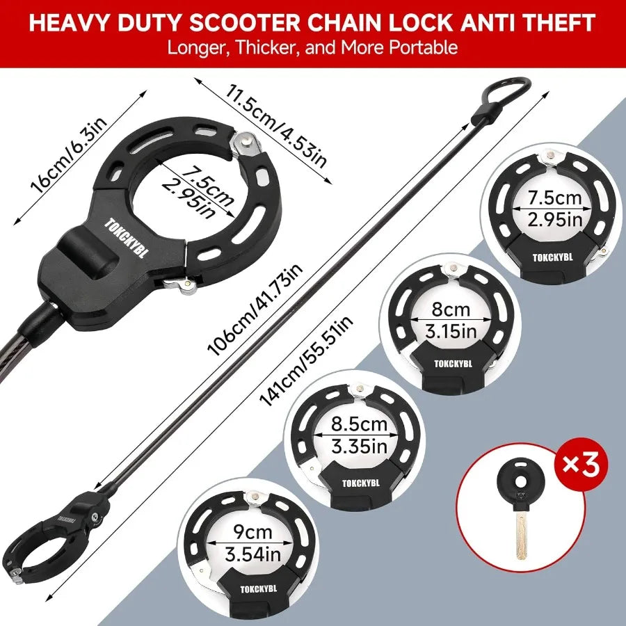 Heavy Duty Scooter Chain Lock With Keys And Weatherproof Protection