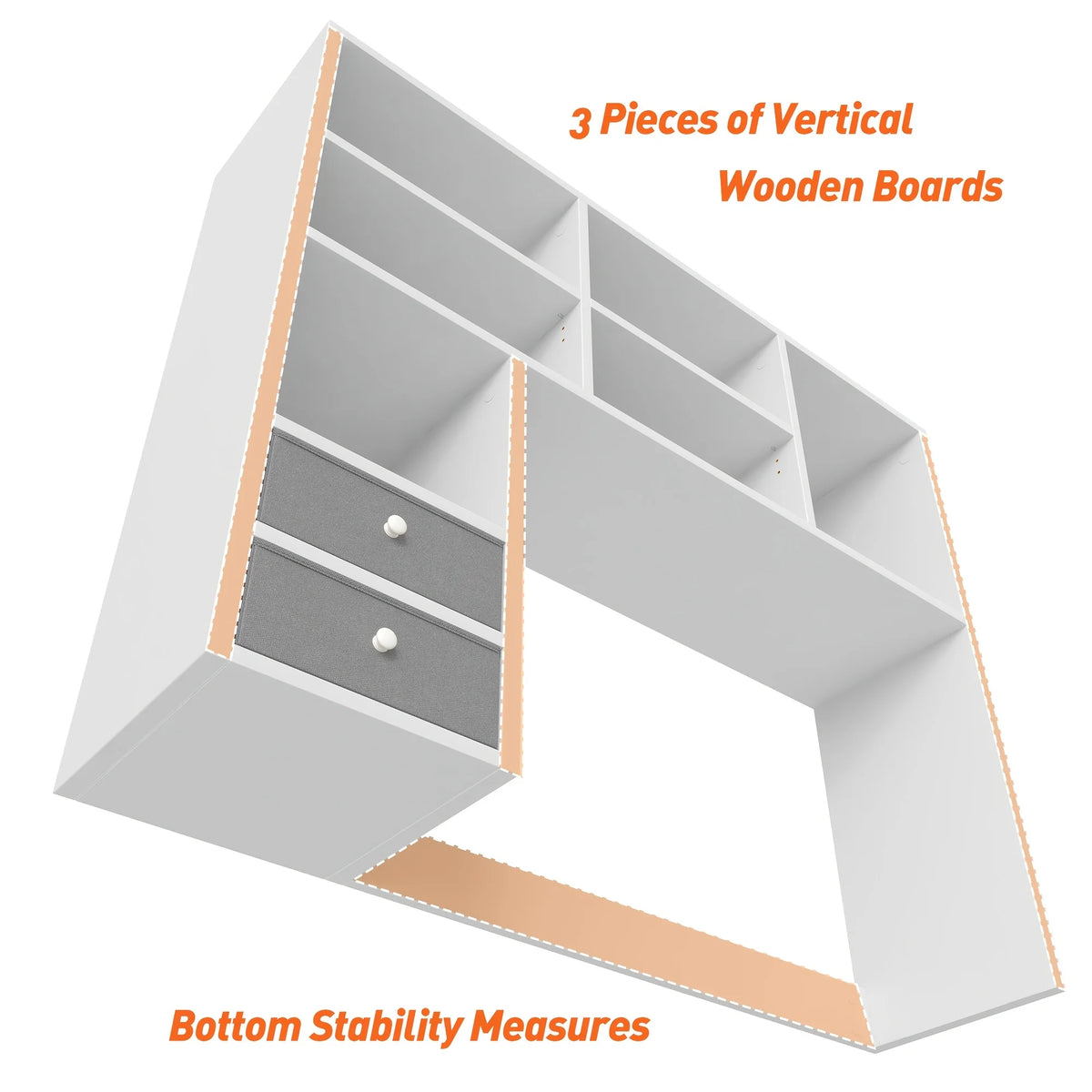 Adjustable Wooden Desktop Storage Rack With Seven Compartments