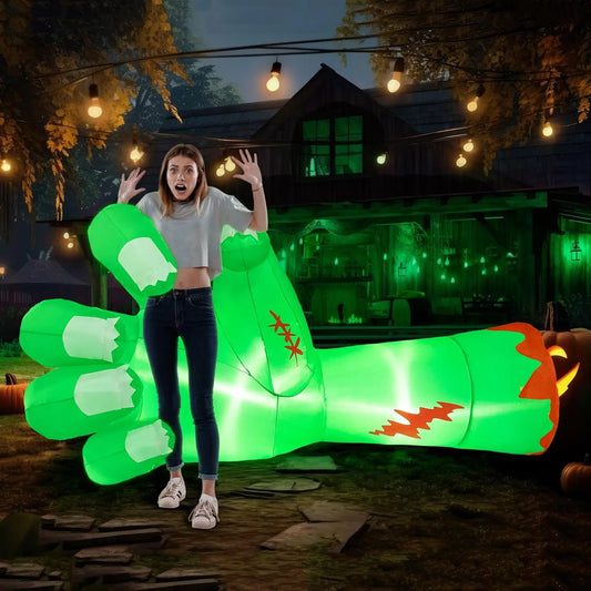 Joyfy Giant Zombie Arm Halloween Inflatable Outdoor LED Decoration
