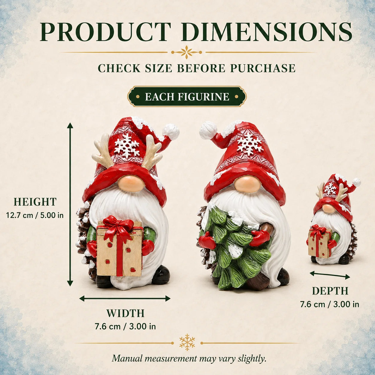 Hodao Nordic Resin Christmas Gnome Figurine Set Tabletop Decor