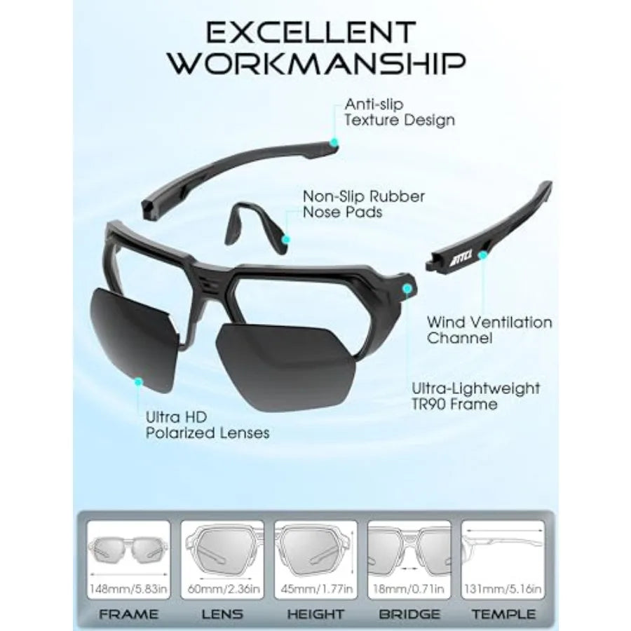 Sports Polarized Sunglasses With UV400 Protection And TR90 Frame