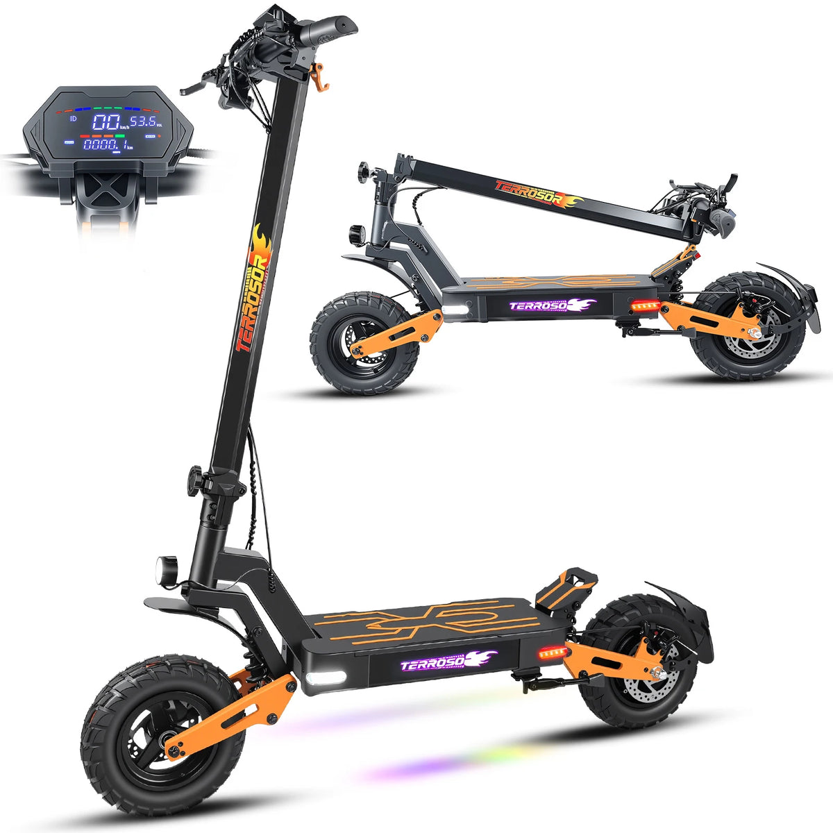Heavy Duty Folding Electric Scooter For Adults With Dual Suspension