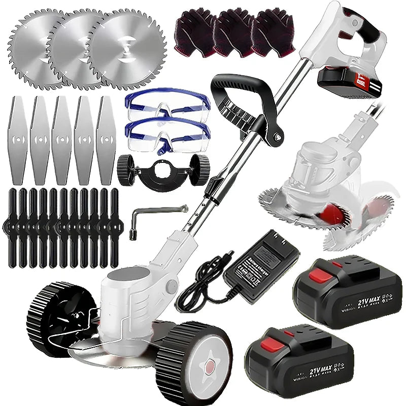 Wireless Electric Weed Trimmer And Lawn Edger With Dual Batteries