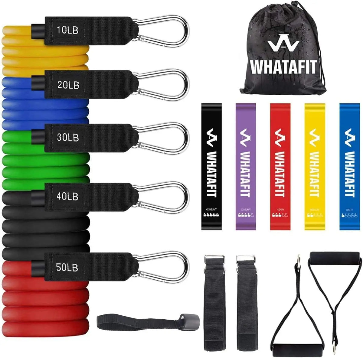 WHATAFIT Resistance Bands With Handles for Strength Training and Fitness