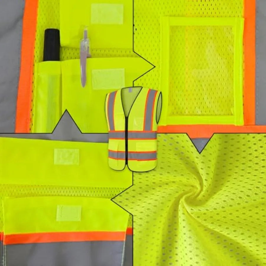 High Visibility Mesh Safety Vest With Reflective Strips For Work
