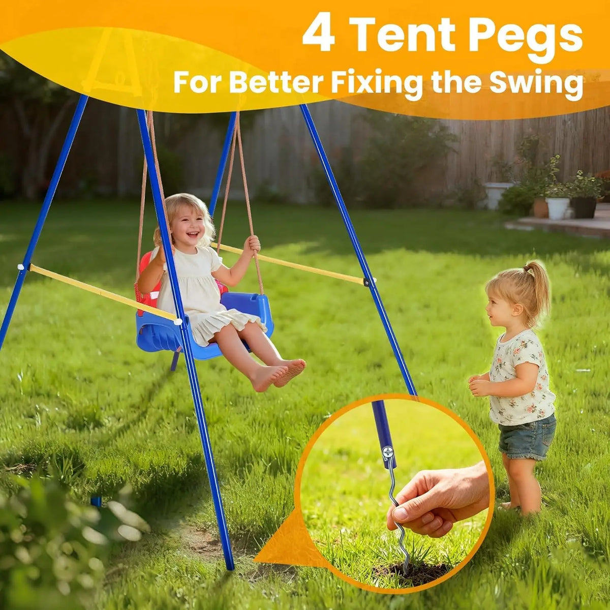 Twister Ck 4In1 Foldable Toddler Swing Set With Basketball Hoop