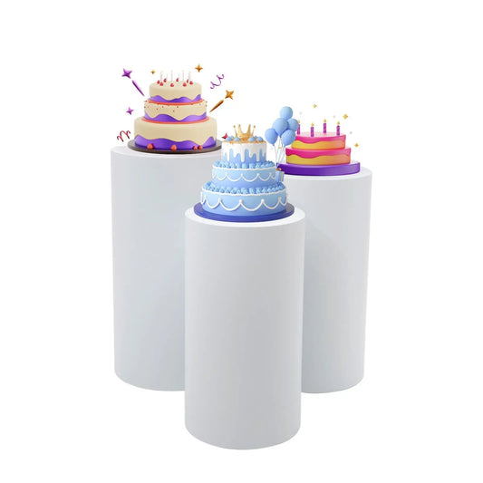 Bymaocar Three Piece Cylinder Pedestal Display Stand For Wedding Party