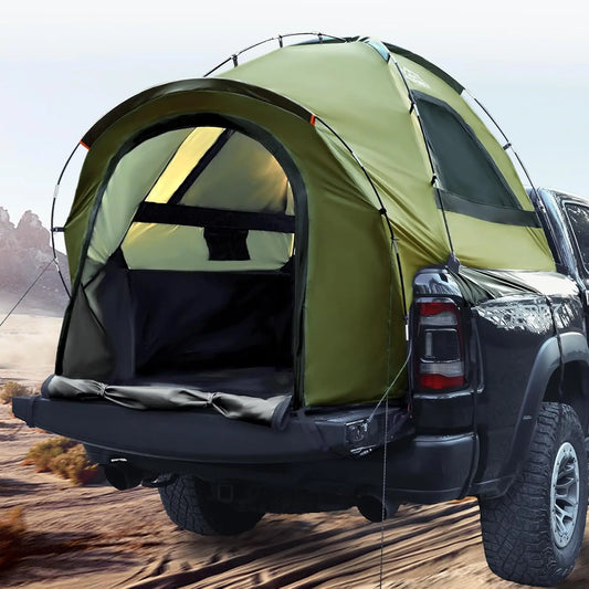 Waterproof PU3000mm Camping Tent for Pickup Truck Bed, 2-3 Person Sleeping Capacity, Portable Car Camping Shelter