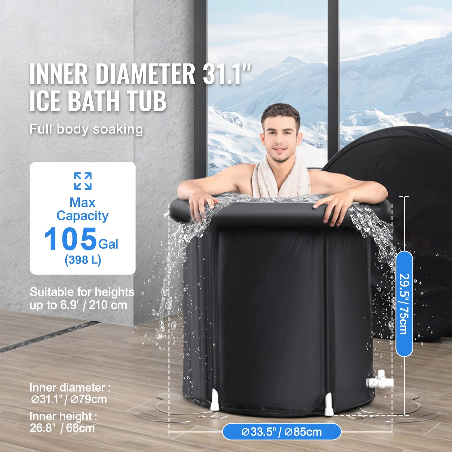SucceBuy Portable Inflatable Ice Bath Tub for Cold Water Therapy