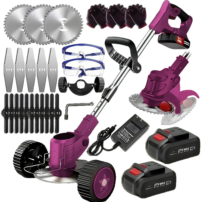 Wireless Electric Weed Trimmer And Lawn Edger With Dual Batteries