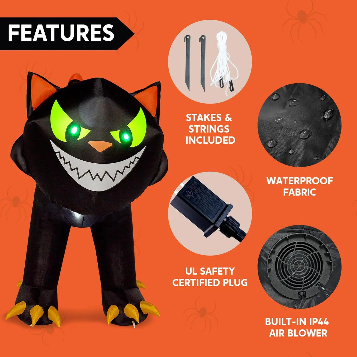 Joyfy Halloween Inflatable Cat Outdoor Yard Decor With Led Lights