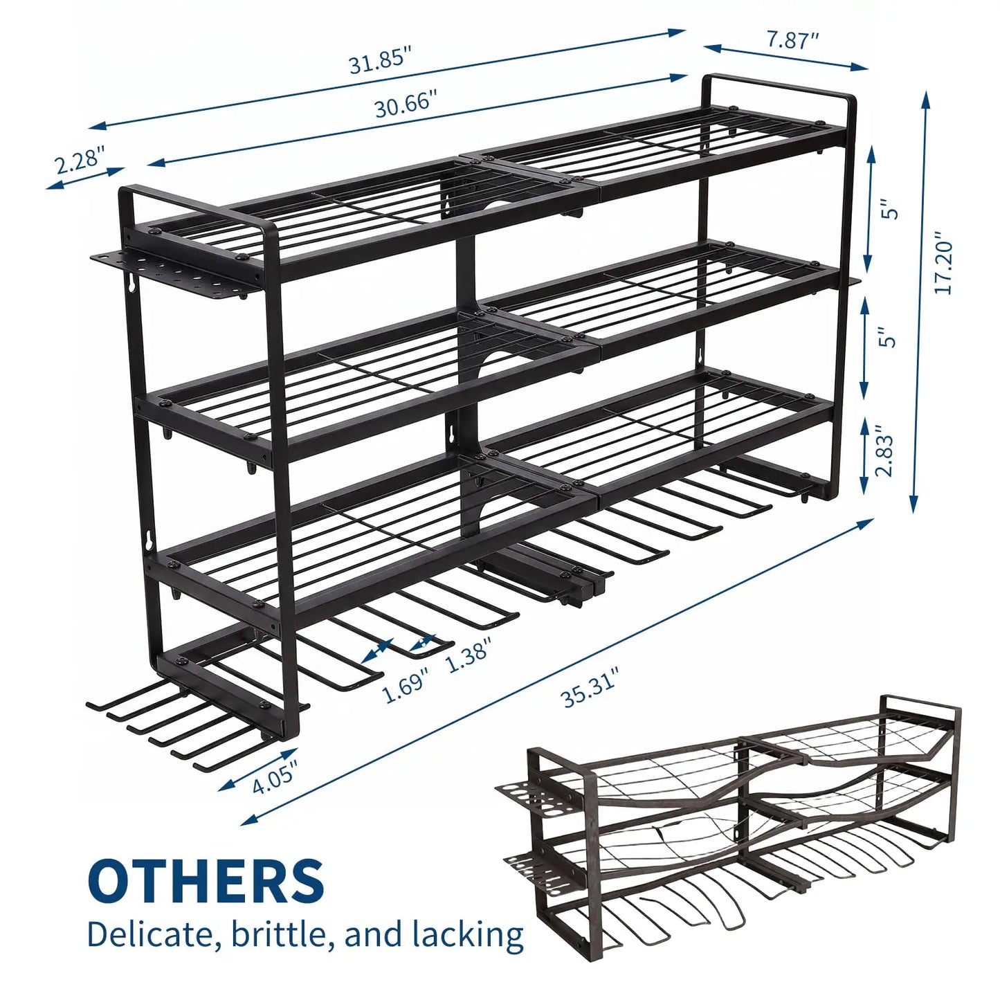 Heavy Duty Wall Mount Power Tool Organizer Rack With Holders