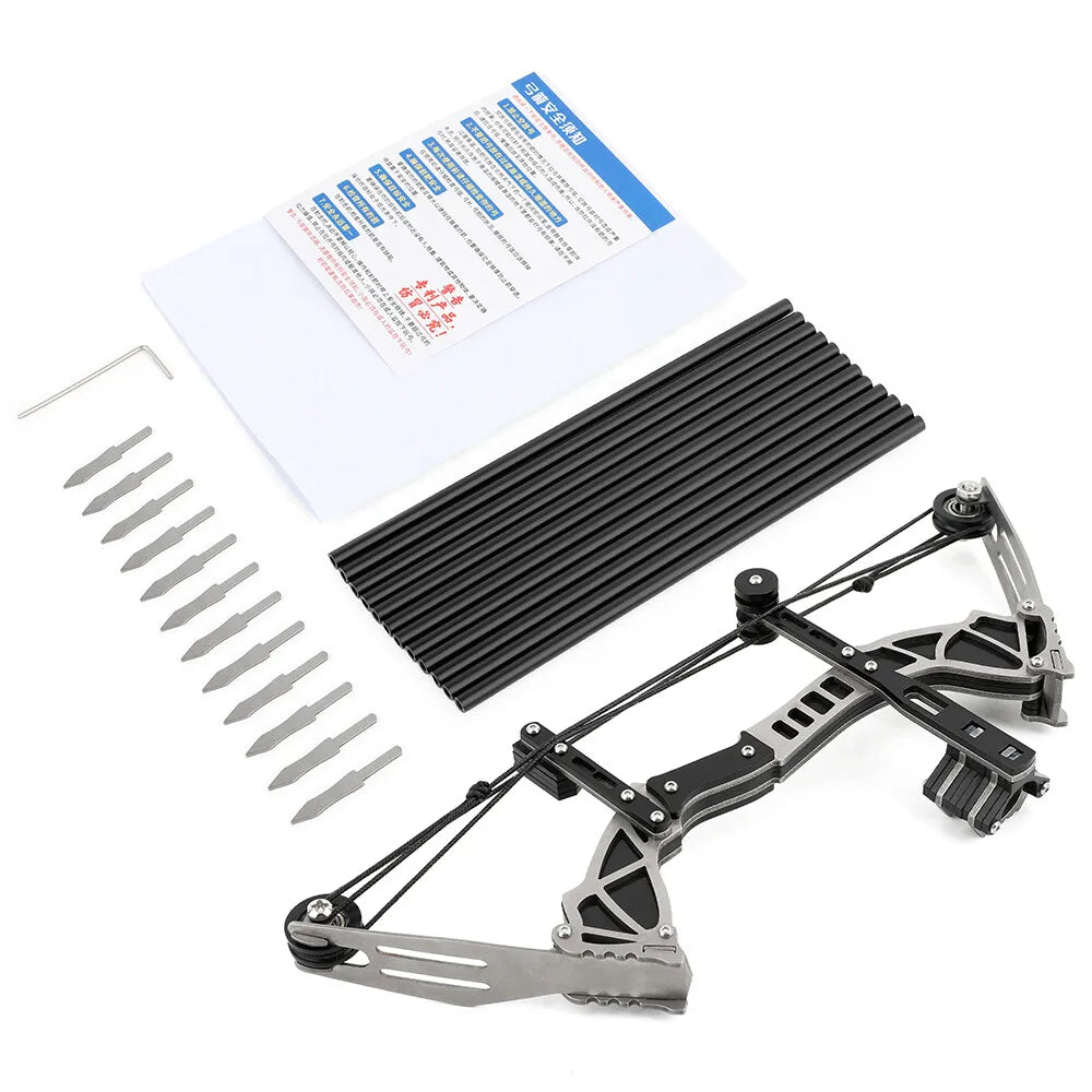 Pocket Mini Compound Bow 12lbs 9.5 Inch Pulley Design with 12pcs Arrows 20m Range for Adults Teens Outdoor Shooting Practice Games