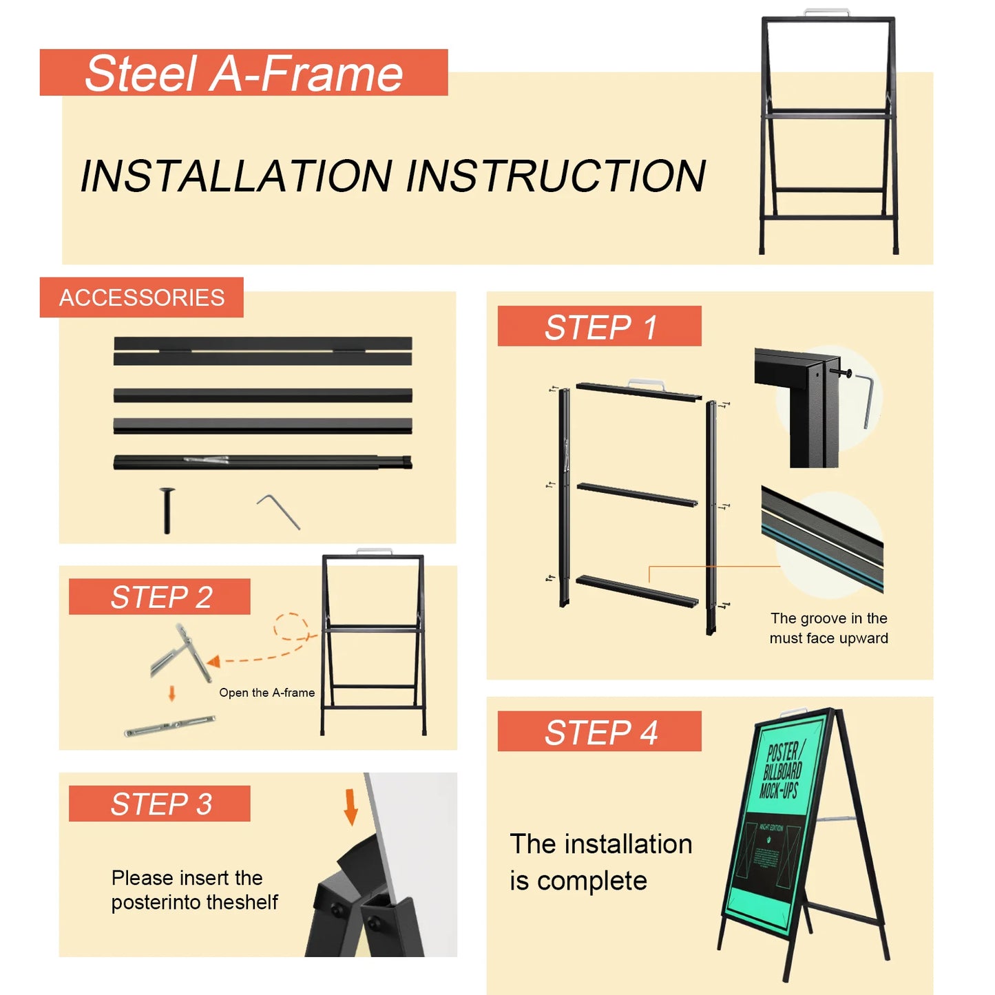 Heavy Duty Metal Double Sided A Frame Poster Display Stand