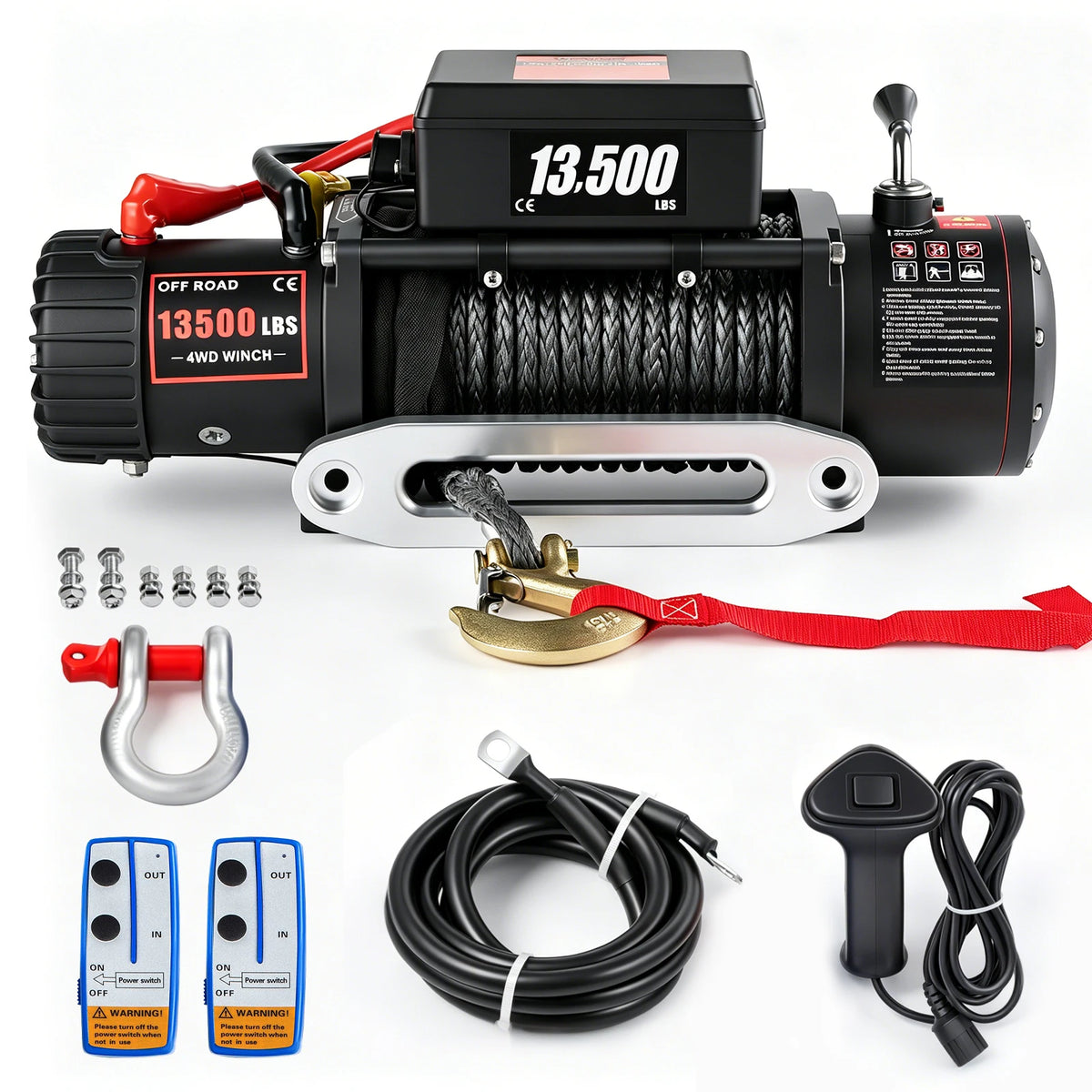 SIHAO 13500LBS Electric Winch 12V - High-Strength Synthetic Rope with Wireless Remote for Off-Road 4x4, ATV, Truck & Trailer 8