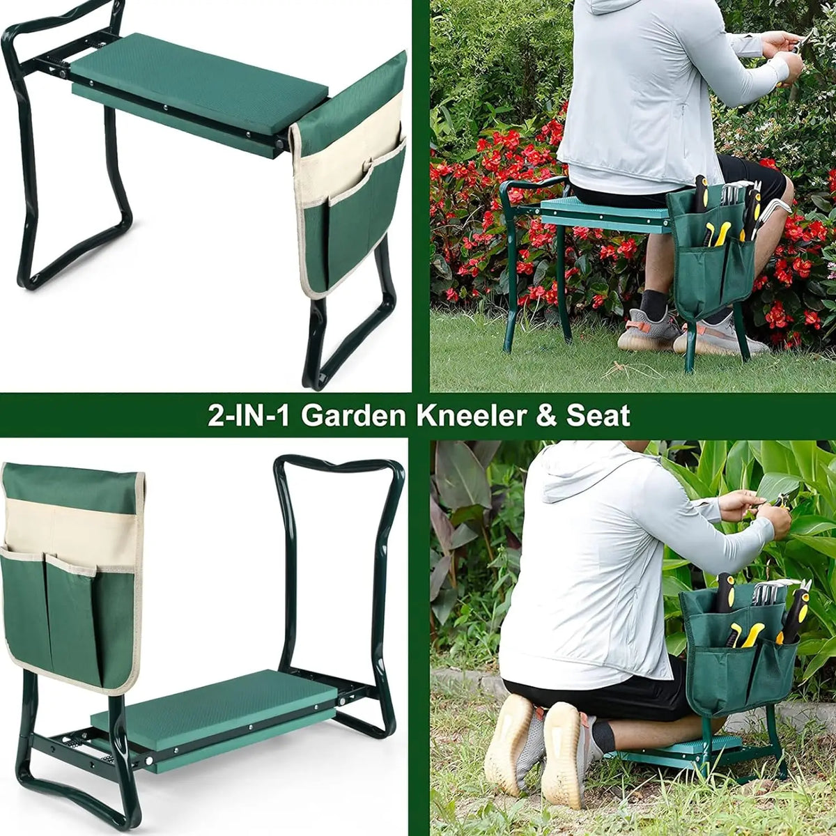 Portable Folding Garden Kneeler Seat With Eva Foam Cushion