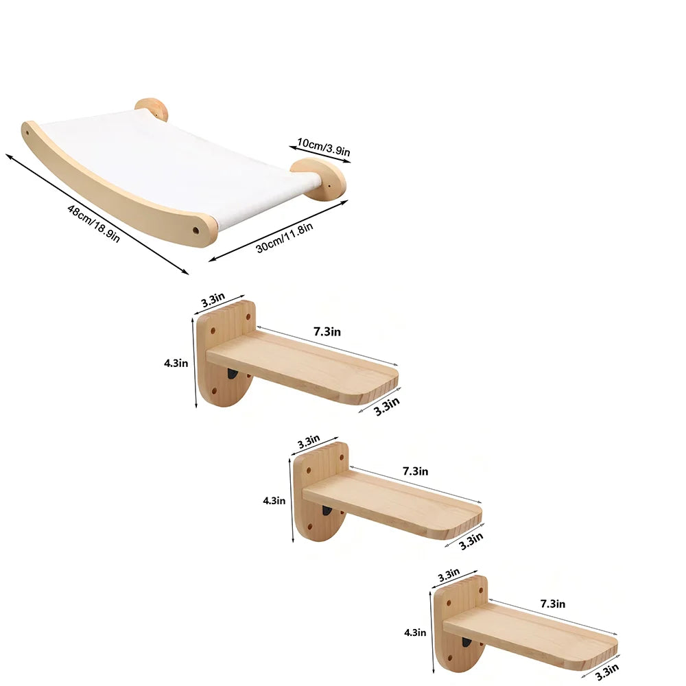CWV Wall Mounted Cat Hammock And Sisal Scratching Shelf