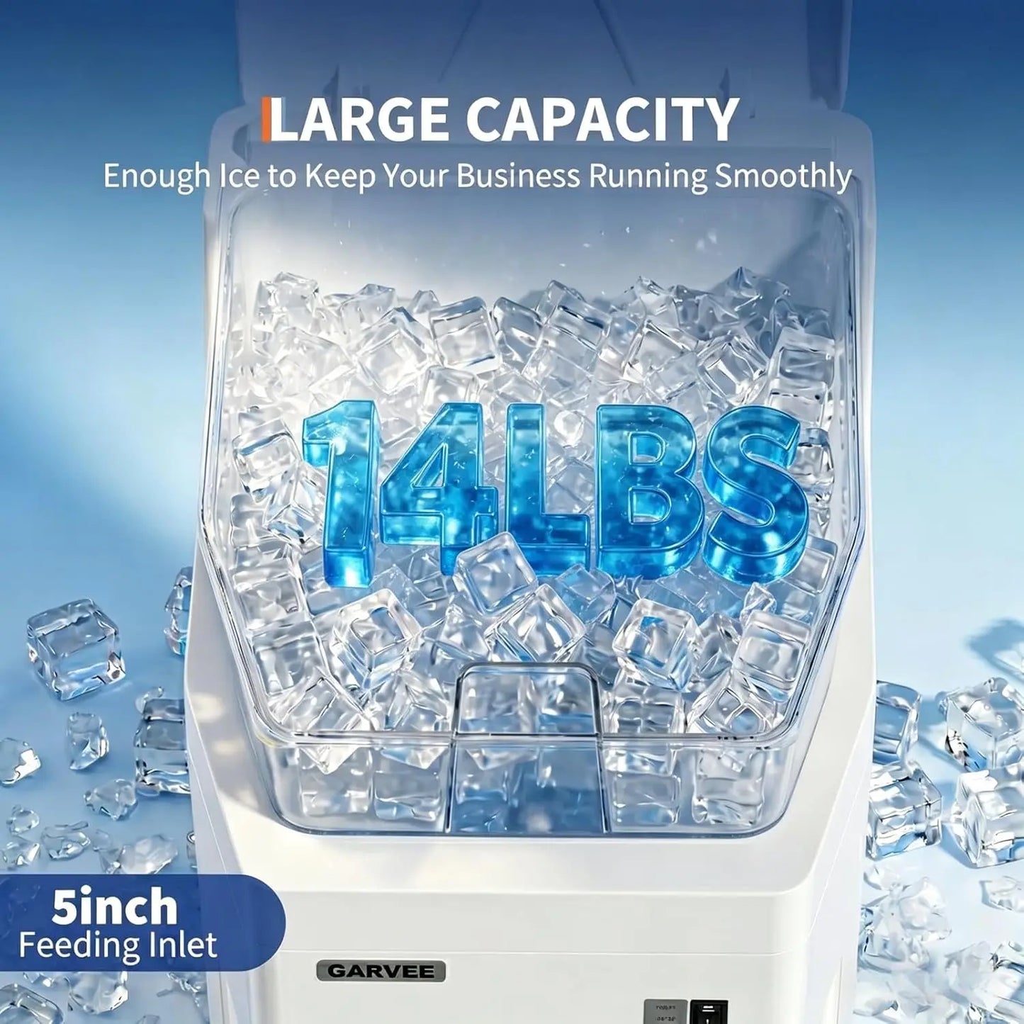 950LB/H Commercial Ice Shaver Machine, 480W Electric Snow Cone Crusher with 14LB Storage Box, Adjustable Ice Texture, 500RPM Countertop Shaved Ice Maker for Home & Commercial Use, White