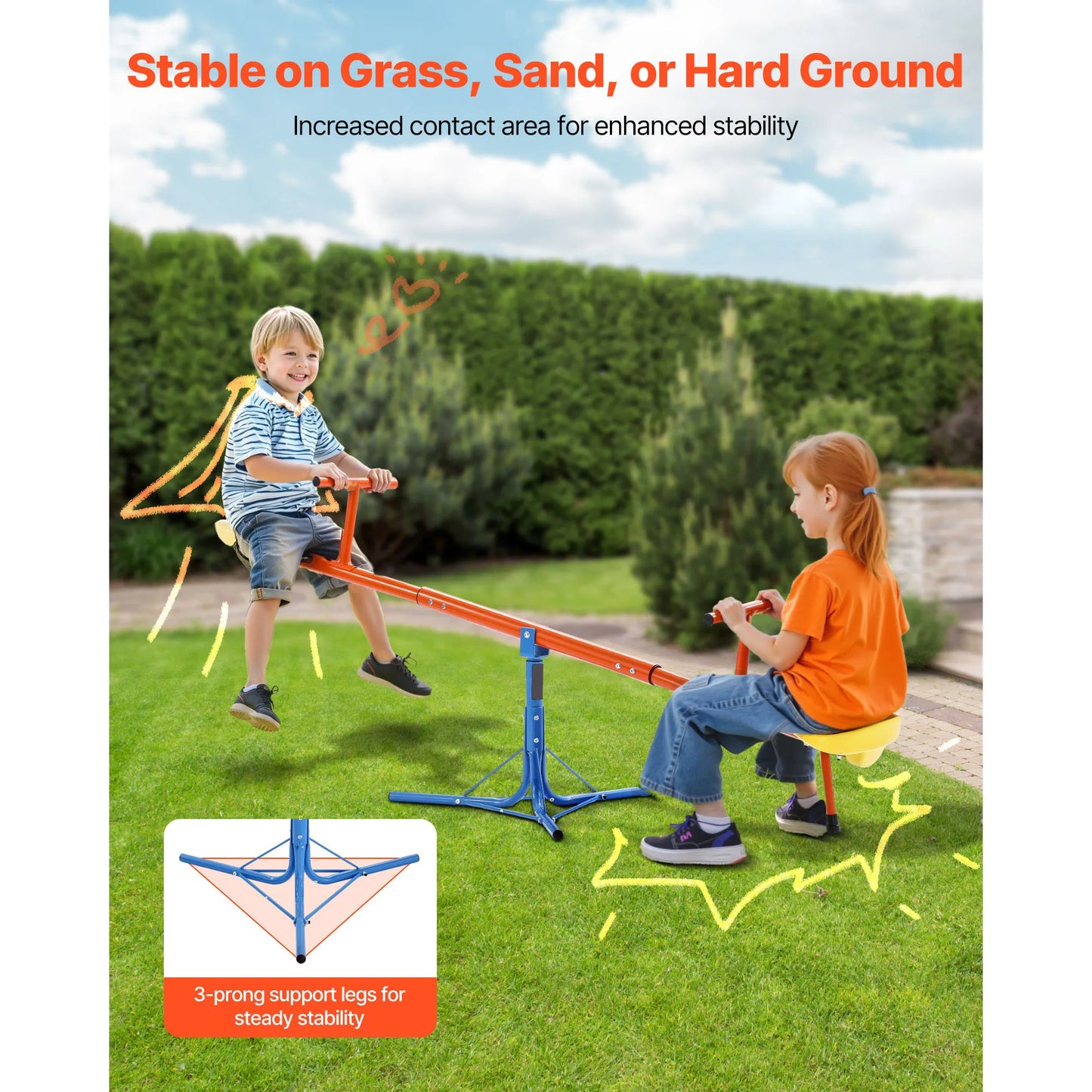 Kids Dual Seat Teeter Totter With 360 Spin Outdoor Playground