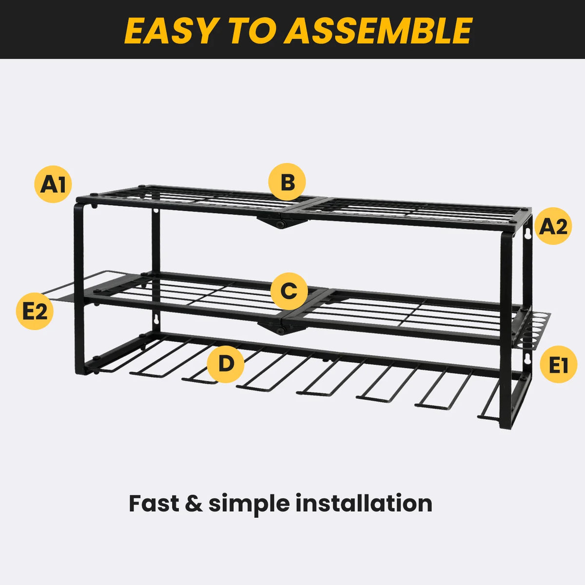 Heavy Duty Wall Mount Power Tool Organizer With Charging Rack