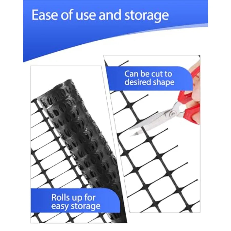 Garden Fence Animal Barrier Snow Fence Temporary Fence Kit 40 in X 164 Ft Plastic Safety Fence with 30 45-Inch Steel St