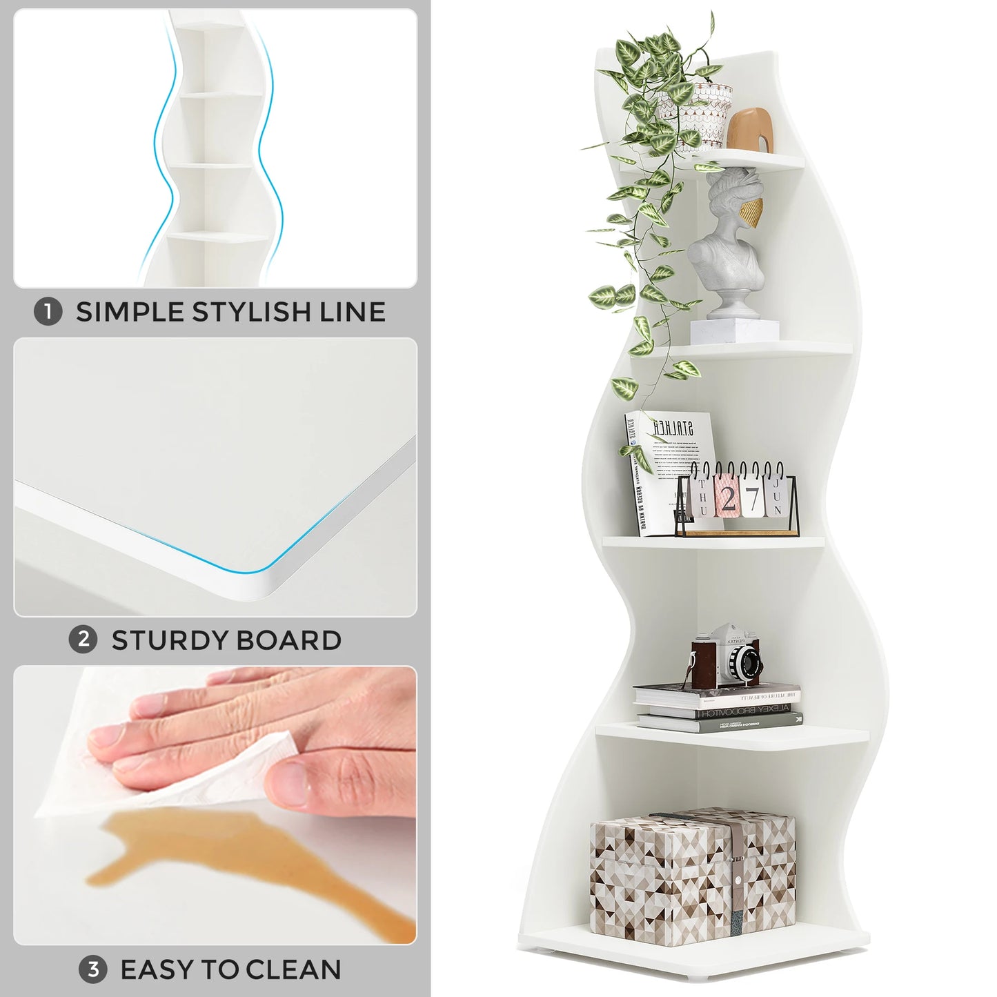 Tribesigns Modern Wooden Corner Bookshelf Wall Mounted Storage Rack