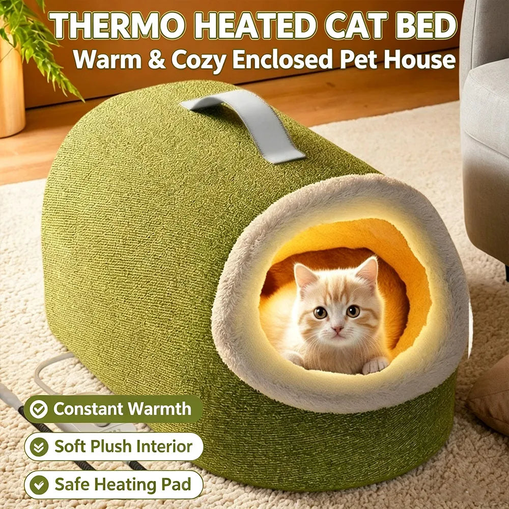 Heated Enclosed Cat Bed With Automatic Overheat Protection