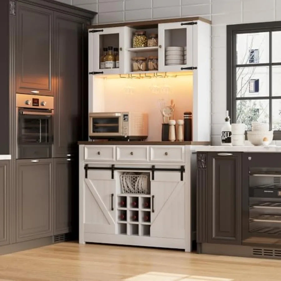 Wooden Coffee Bar Cabinet For Kitchen Buffet Wine Storage Hutch