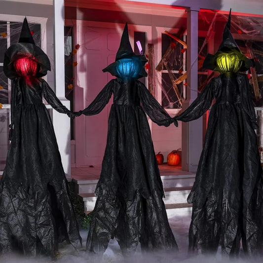 Sound Activated Flying Witch Yard Stake For Halloween Lawn Decor