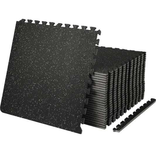 SucceBuy Interlocking Gym Floor Mats With Rubber Top
