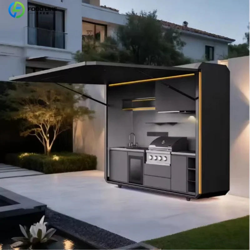 Outdoor Patio Kitchen BBQ Combo Weatherproof Storage Cabinet Stainless Steel Modular All in One Garden Backyard Customized