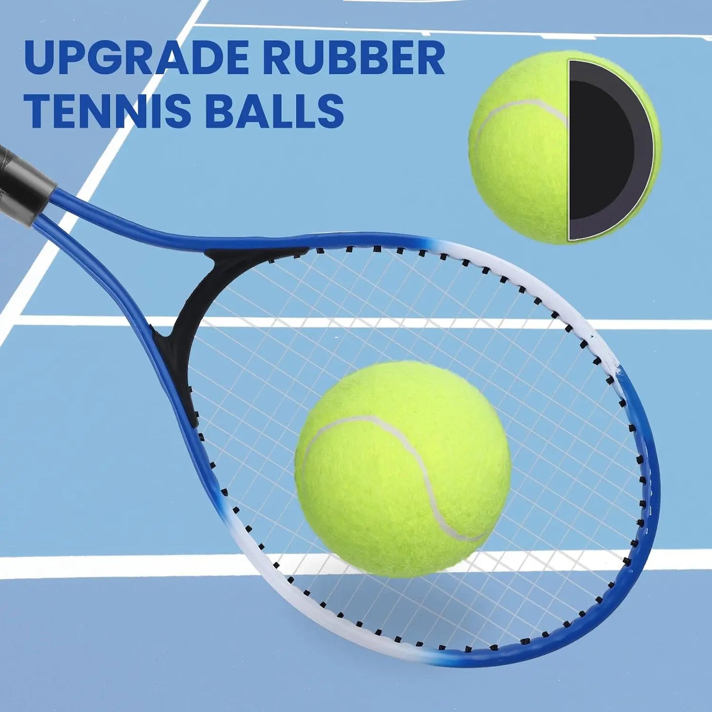 Kids 7 Tennis Racket Set With Trainer And Rebound Balls