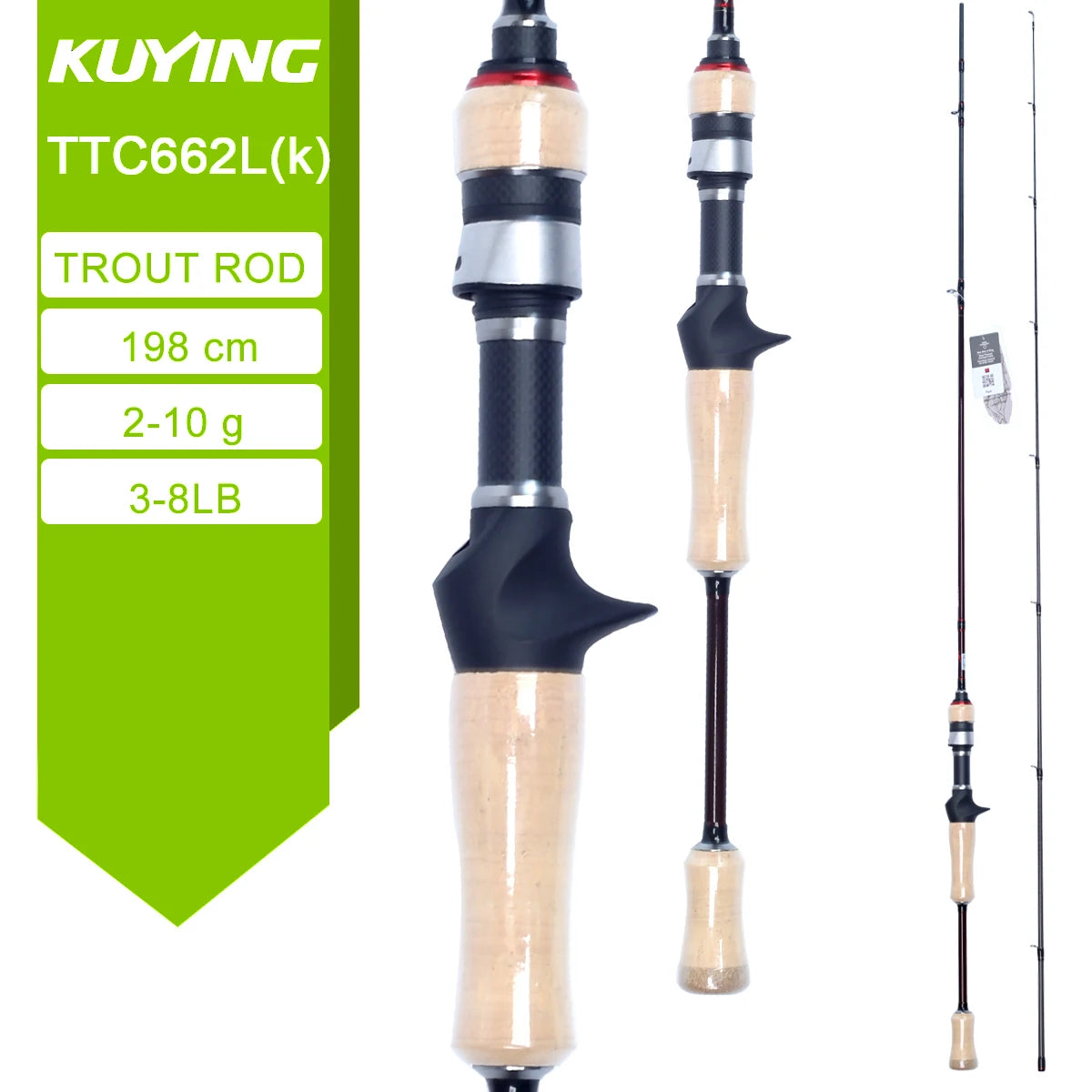 Kuying Carbon Fiber Two Piece Baitcasting Fishing Rod
