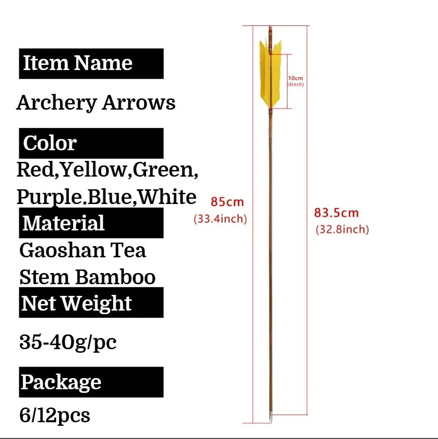Premium Bamboo Archery Arrows Featuring Natural Turkey Feather Fletching