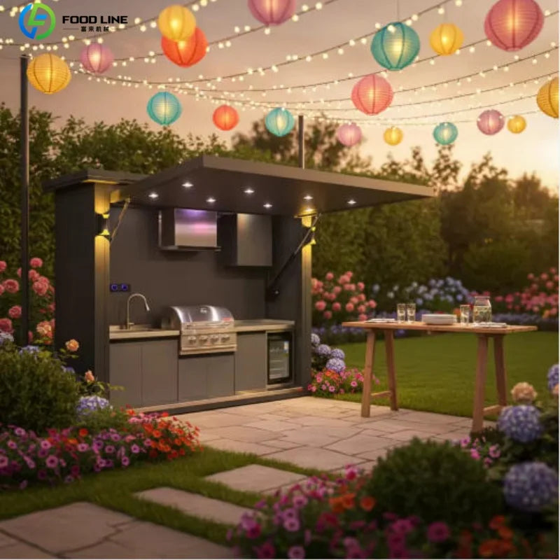 Outdoor Patio Kitchen BBQ Combo Weatherproof Storage Cabinet Stainless Steel Modular All in One Garden Backyard Customized