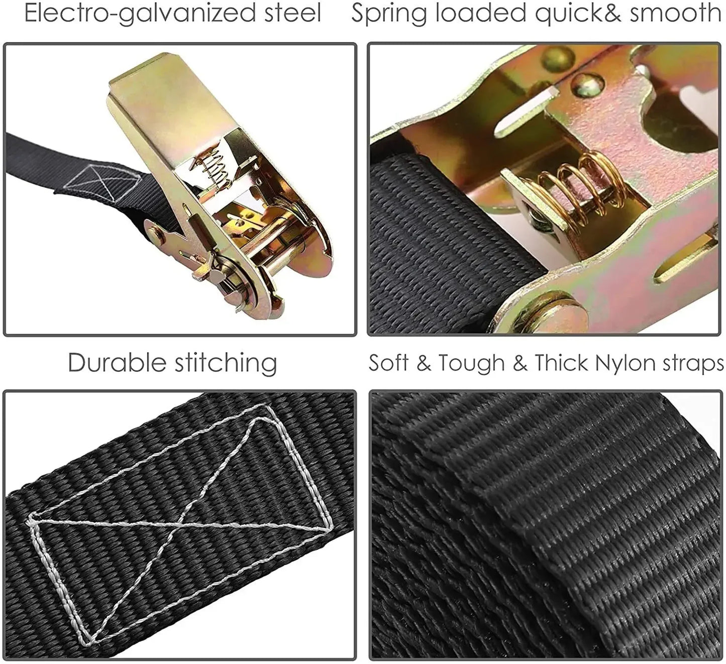 10 X Tension Straps Hard Lashing Straps Ratchet Tension Strap One-Piece 6M X 25mm