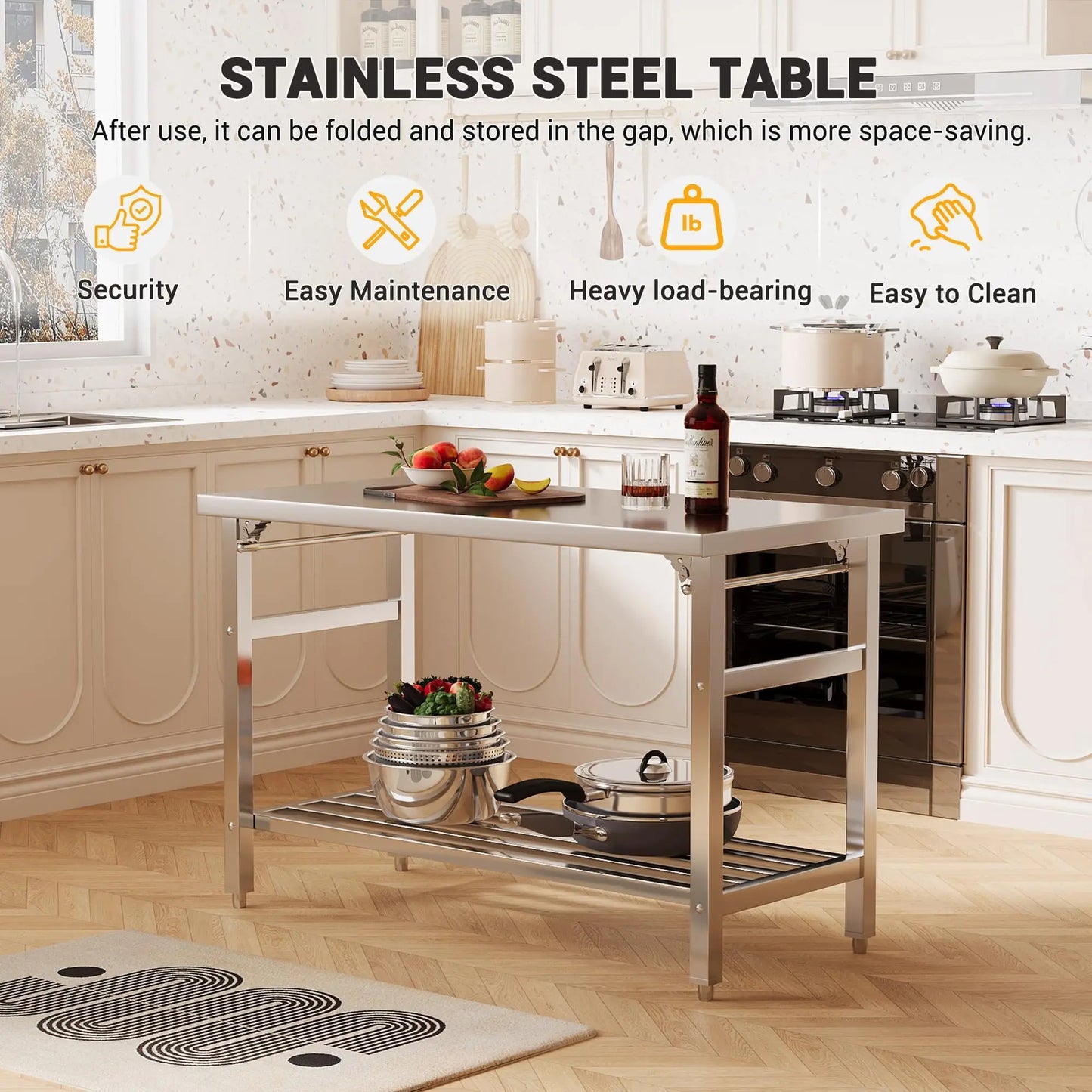 Commercial NSF Certified Stainless Steel Prep Table With Undershelf