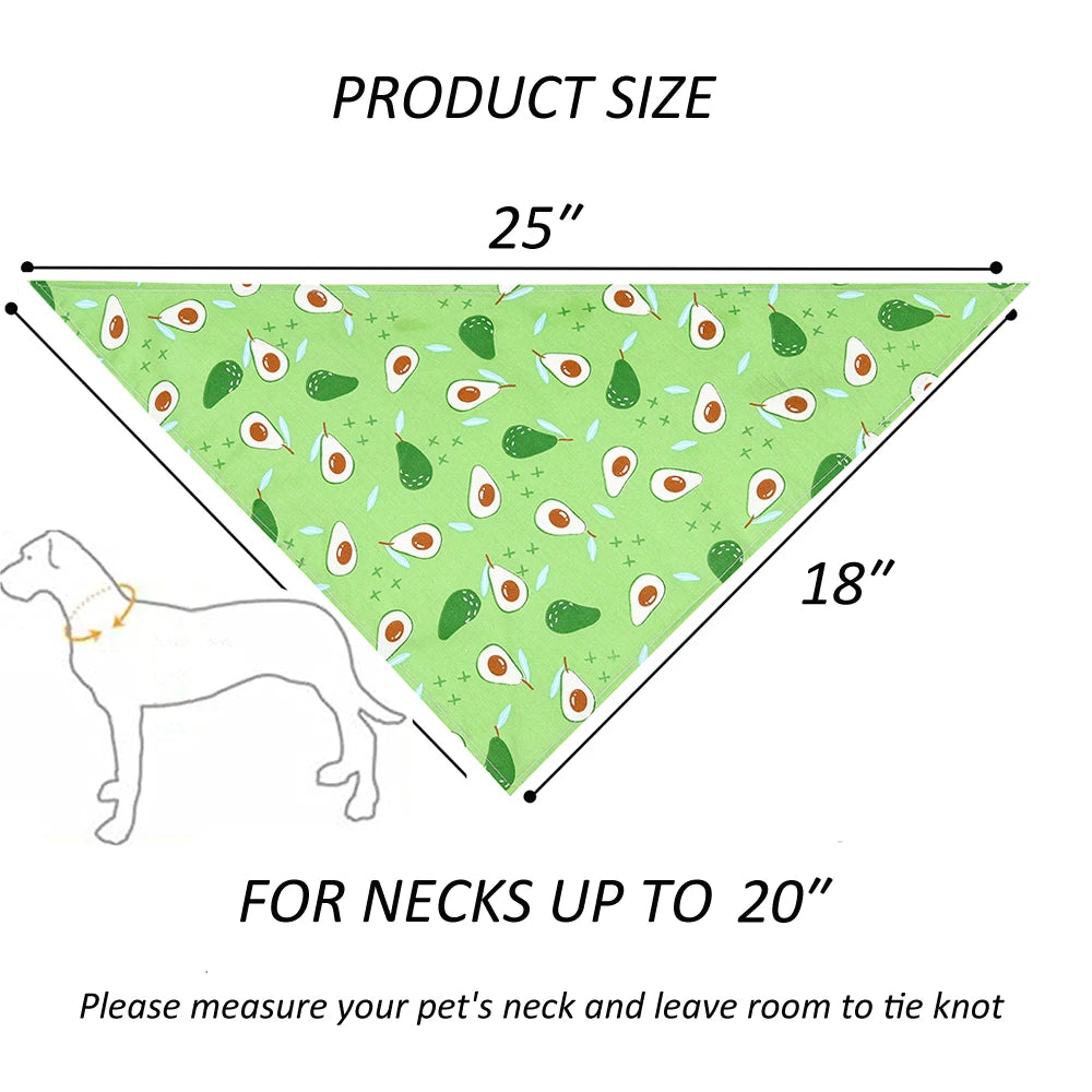 Washable Floral Fruit Dog Bandana Soft Adjustable Pet Kerchief