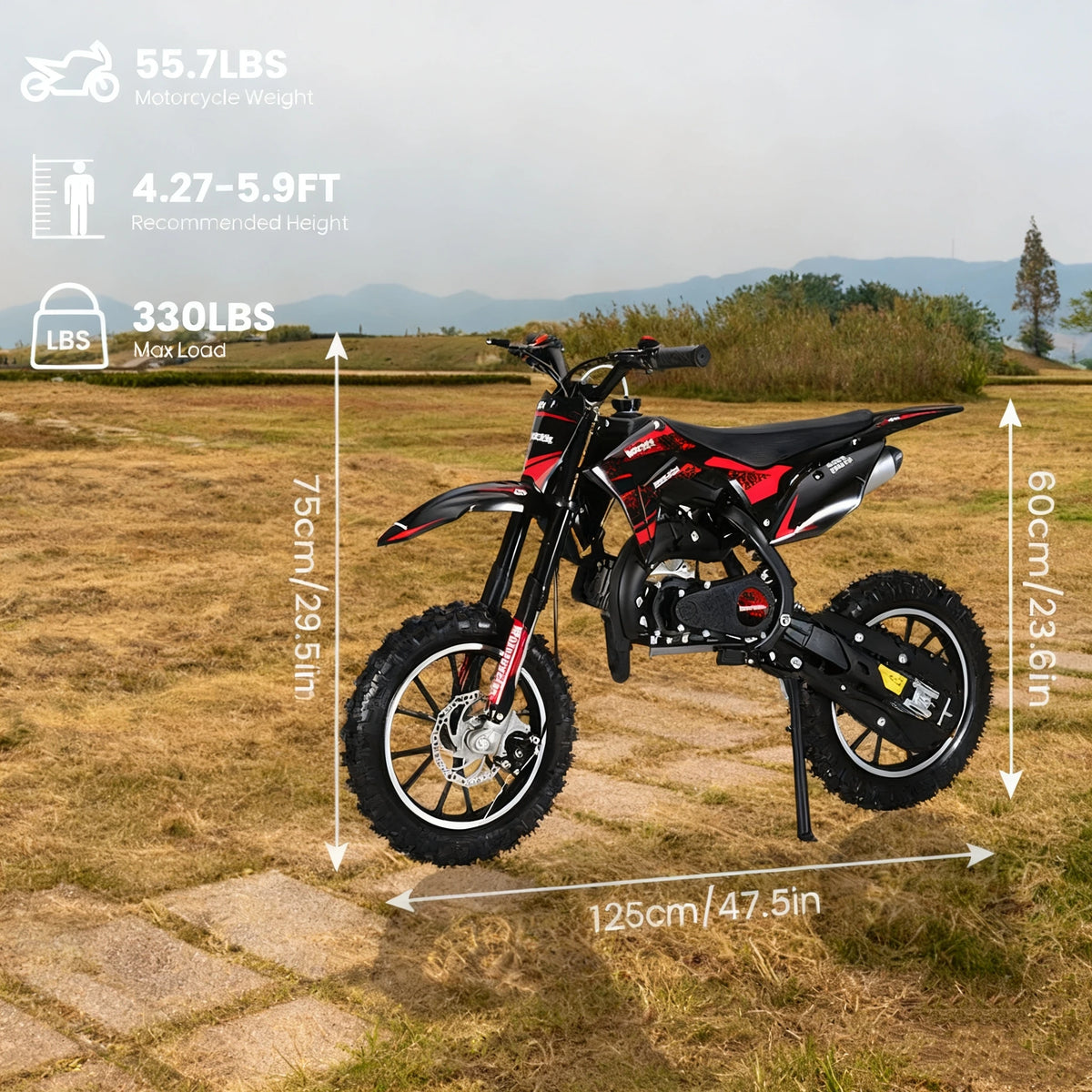 Kids 49Cc Two Stroke Gas Powered Mini Dirt Bike Motorcycle