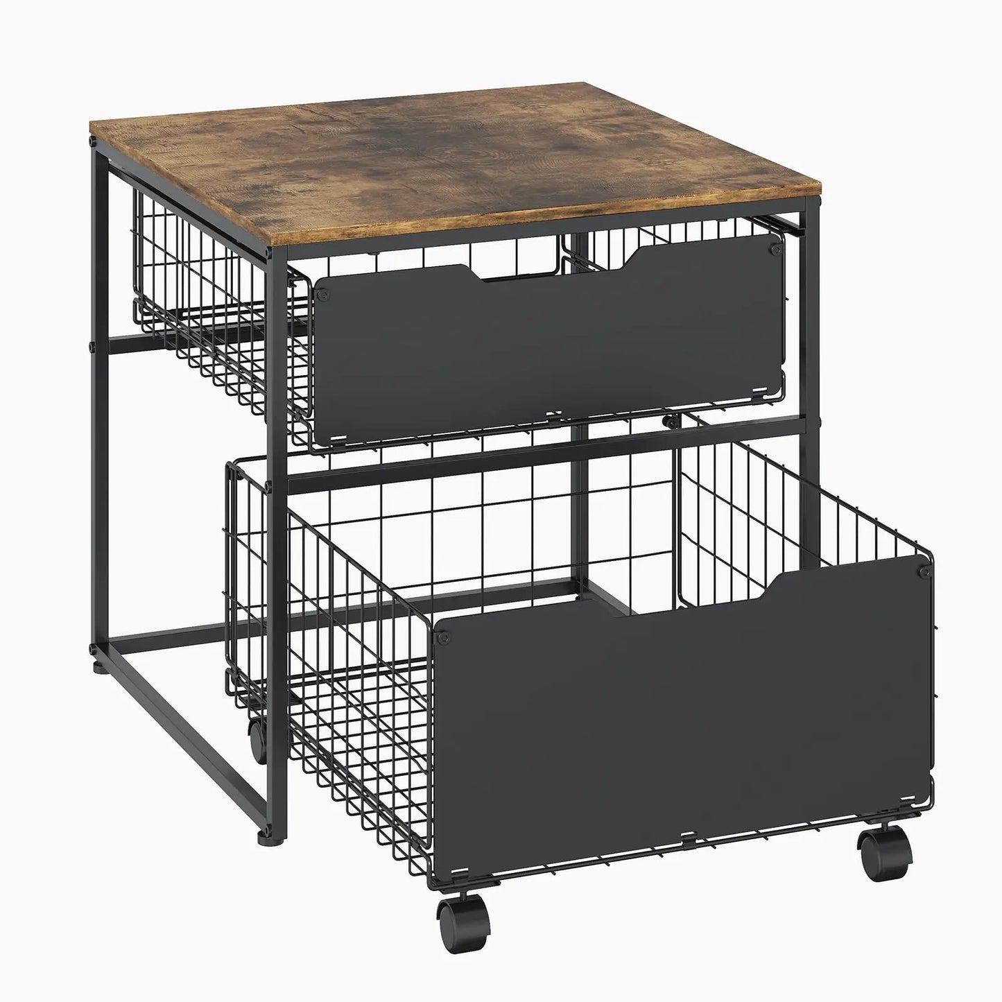 HiMISS Steel Mini Fridge Stand With Wheels And Storage Baskets