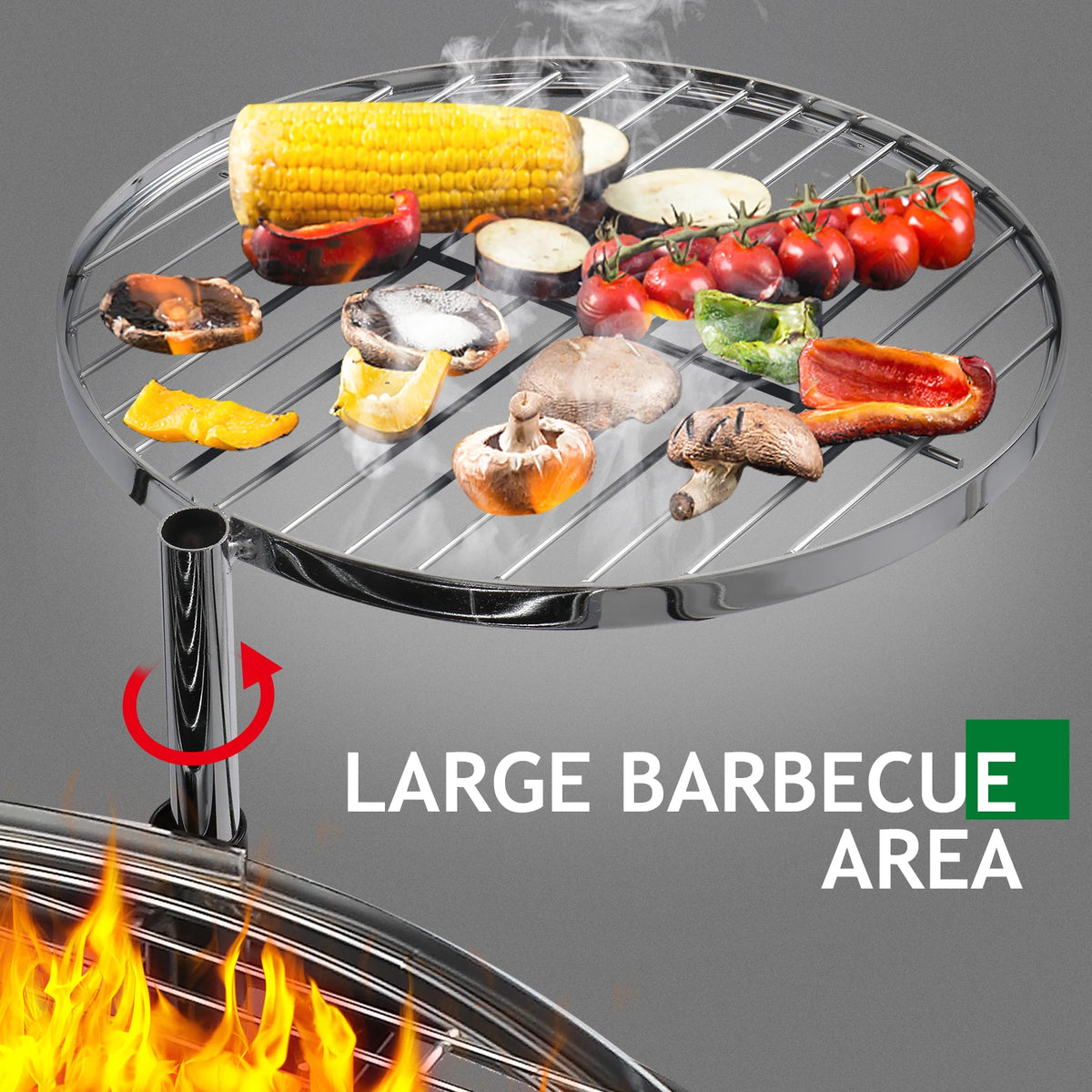 85 x 85 x 108 cm Round Iron Spray Grill Black Heavy Duty Portable for Outdoor Camping BBQ Backyard Cooking