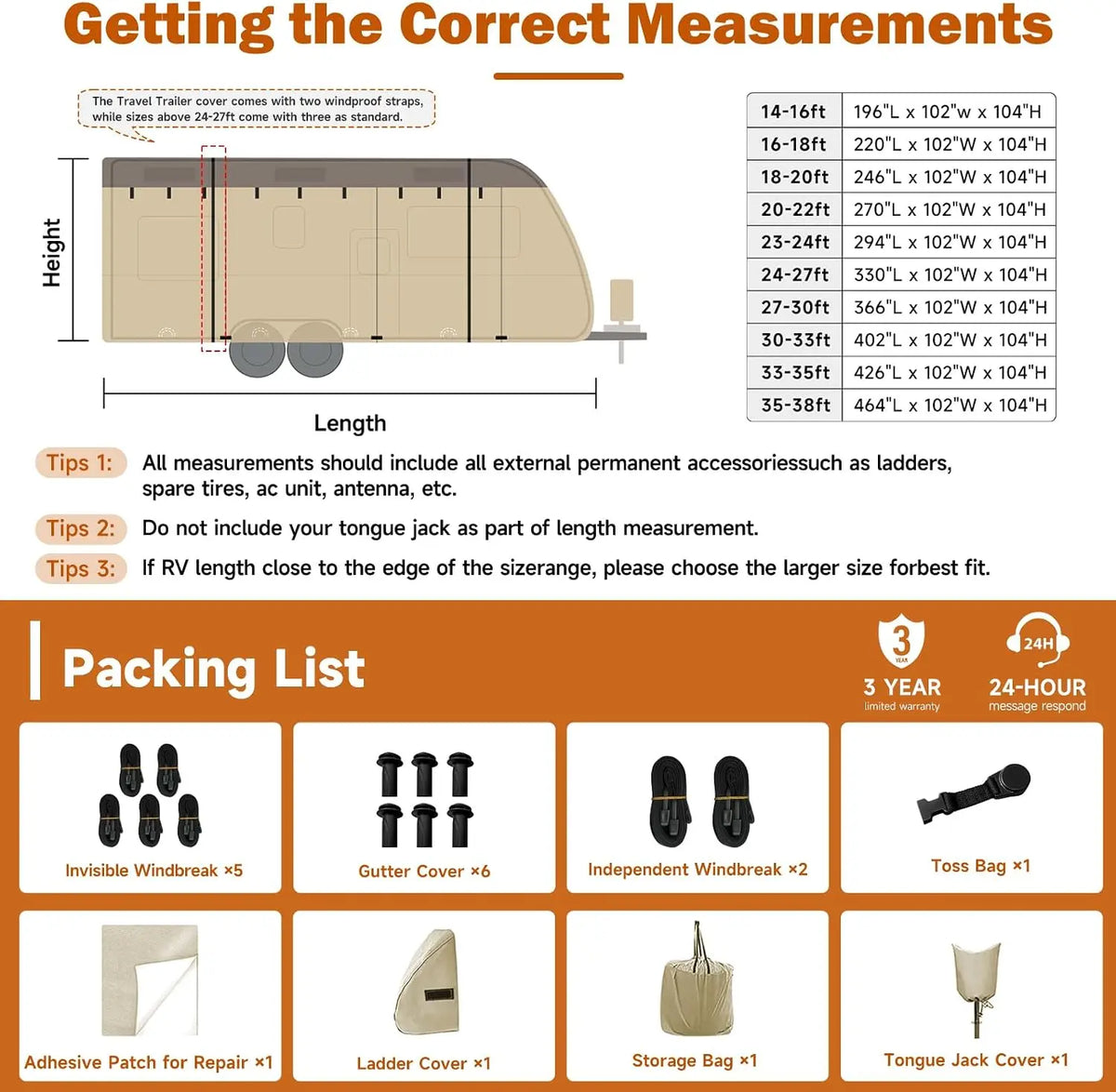 Umbrauto Heavy Duty Waterproof Travel Trailer RV Cover